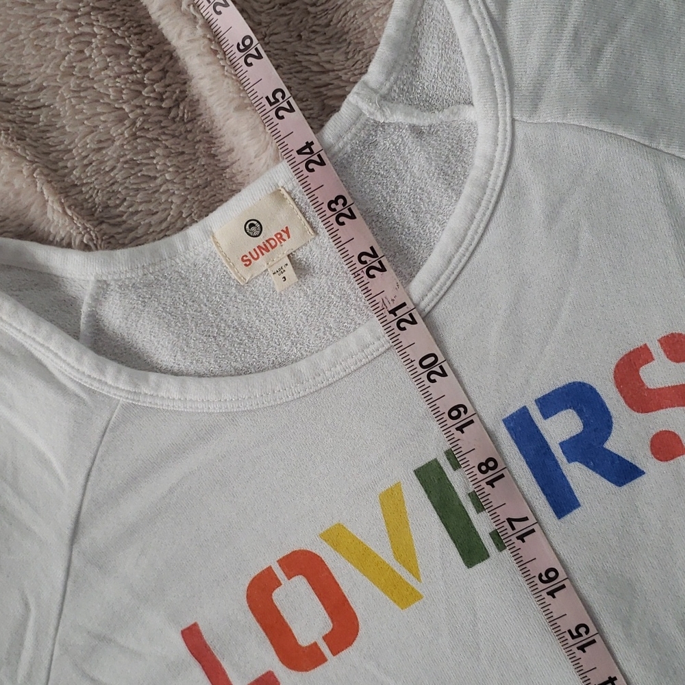 SUNDRY White LOVERS Crewneck Sweatshirt Size Various - Picture 8 of 10
